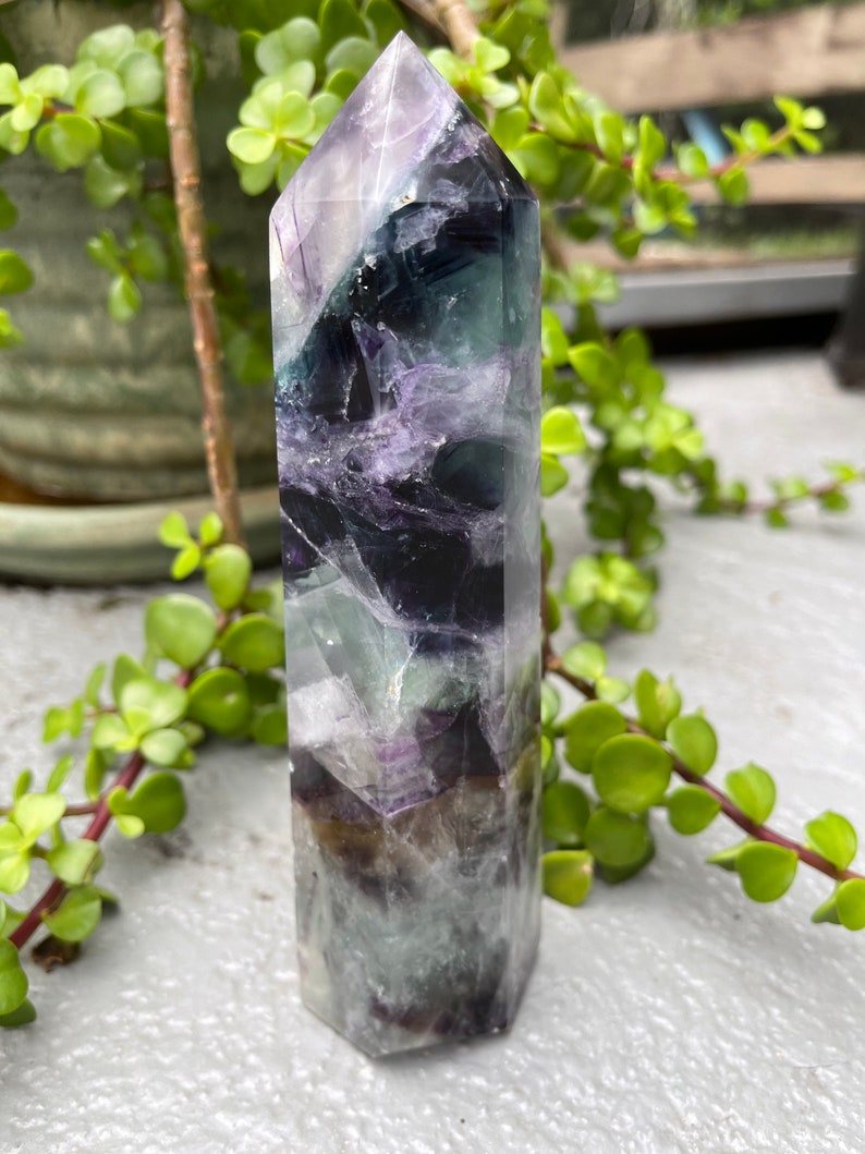 Striking Rainbow Fluorite Tower, 1.4 lbs Large Fluorite Generator, Crystal Magic