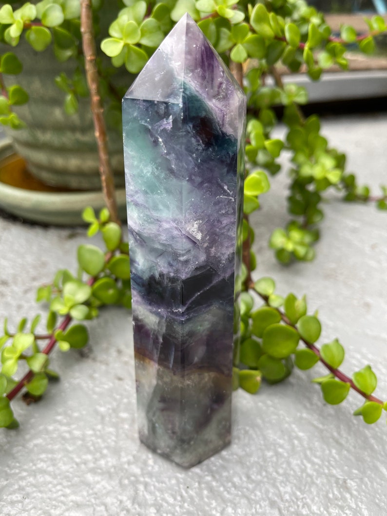 Striking Rainbow Fluorite Tower, 1.4 lbs Large Fluorite Generator, Crystal Magic