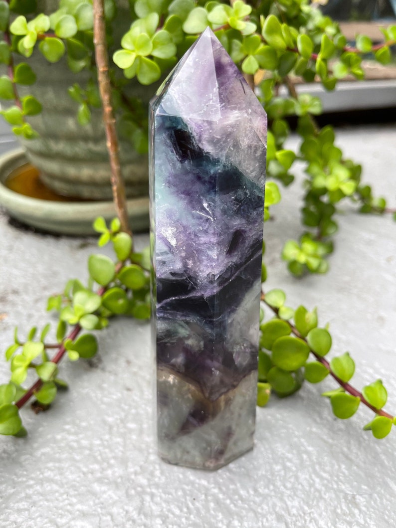Striking Rainbow Fluorite Tower, 1.4 lbs Large Fluorite Generator, Crystal Magic