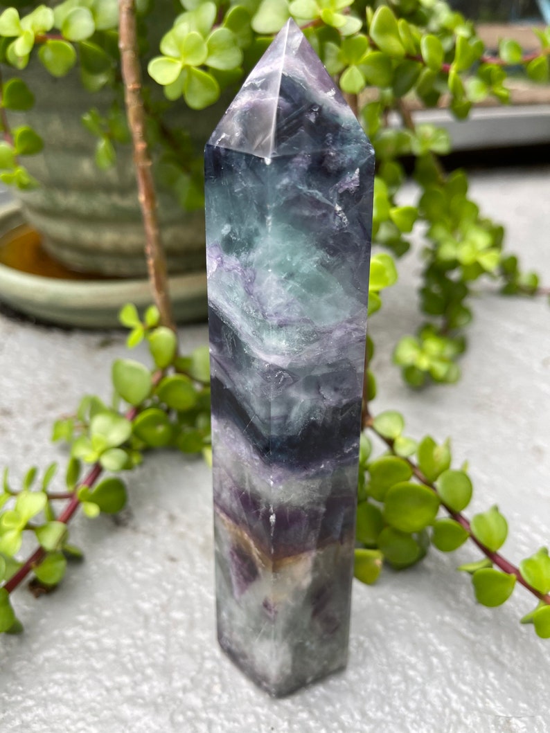 Striking Rainbow Fluorite Tower, 1.4 lbs Large Fluorite Generator, Crystal Magic