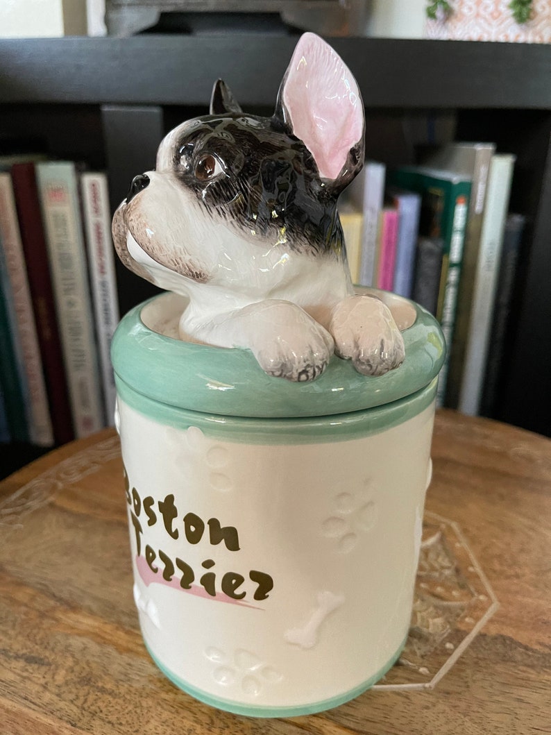 Boston Terrier Gift, Vintage Boston Terrier Canister, Old World Vintage