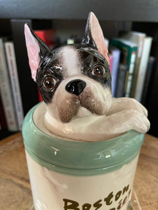 Boston Terrier Gift, Vintage Boston Terrier Canister, Old World Vintage