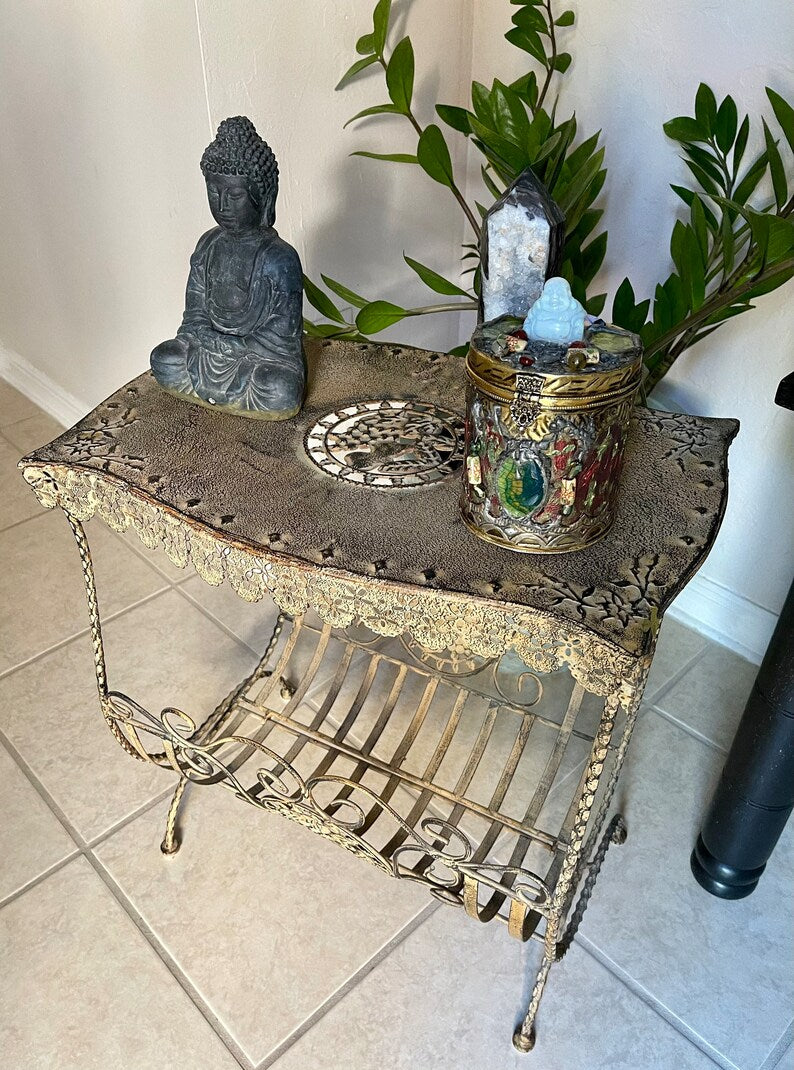 Spirited Bohemian Vintage Plant Stand, Old World Vintage