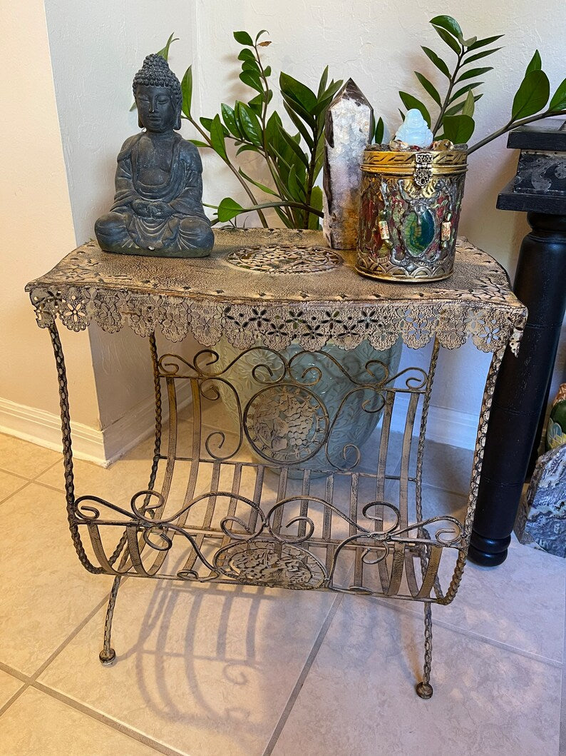 Spirited Bohemian Vintage Plant Stand, Old World Vintage