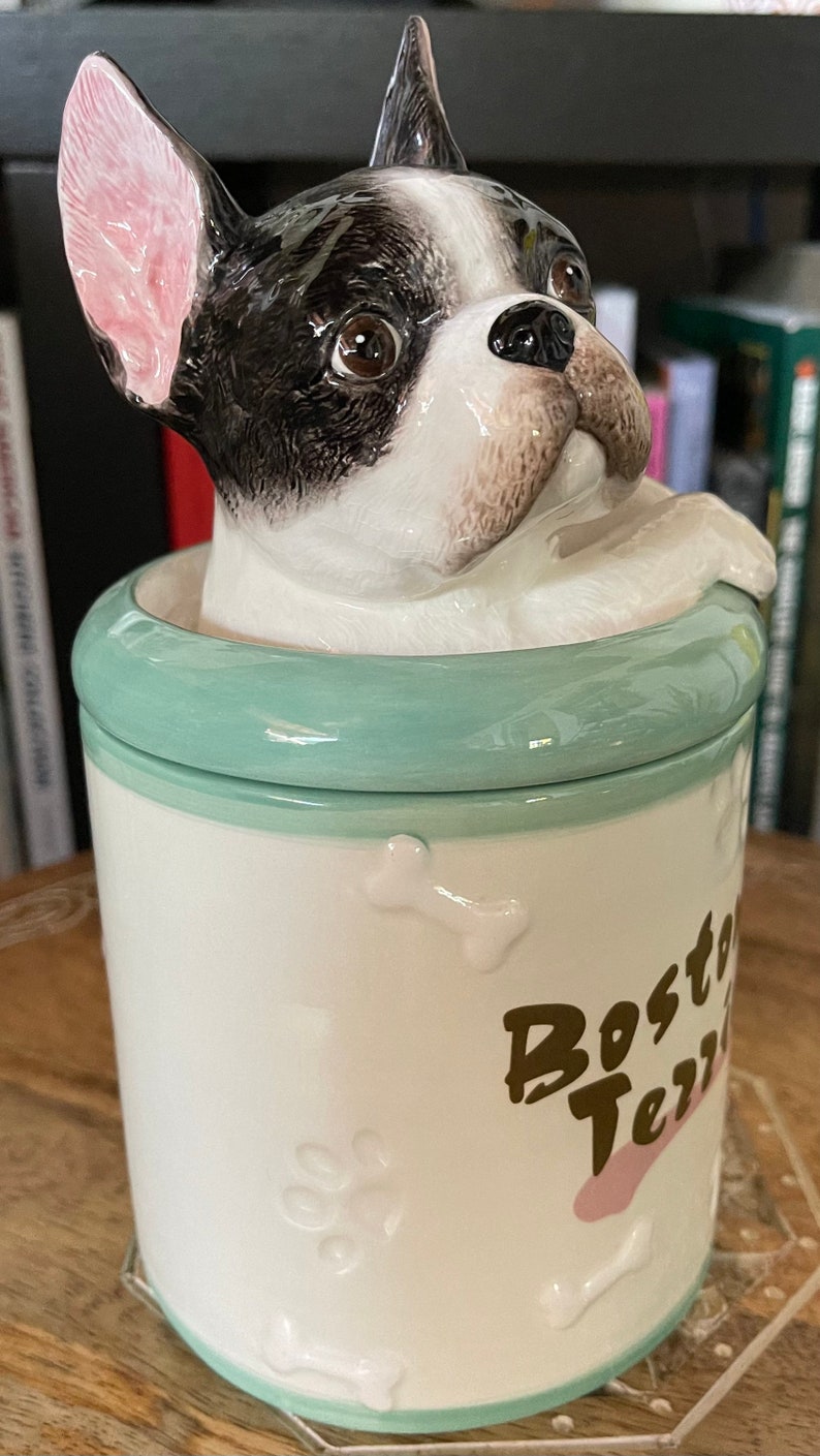 Boston Terrier Gift, Vintage Boston Terrier Canister, Old World Vintage