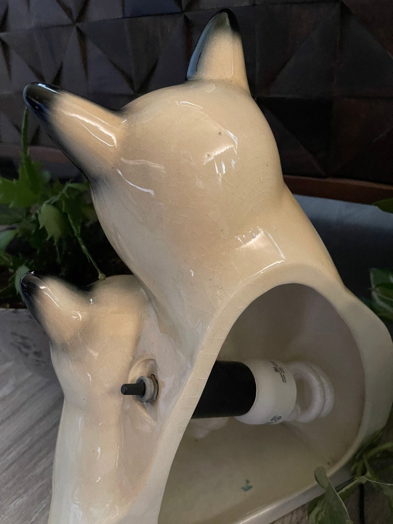 Gorgeous Rare Siamese Cat Lamp, 1950's, Old World Vintage