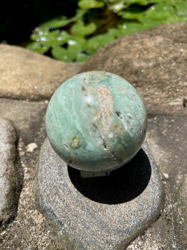 Beautifully Figured Amazonite Sphere, 2 3/4 Inch Amazonite Sphere, Crystal Magic