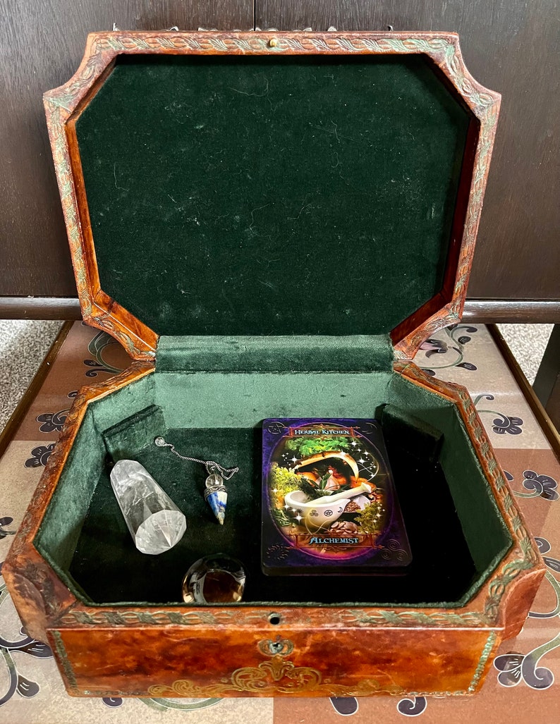 Stunning Antique 1800s Italian All-Leather Box with Gilded Elements, Old World Vintage