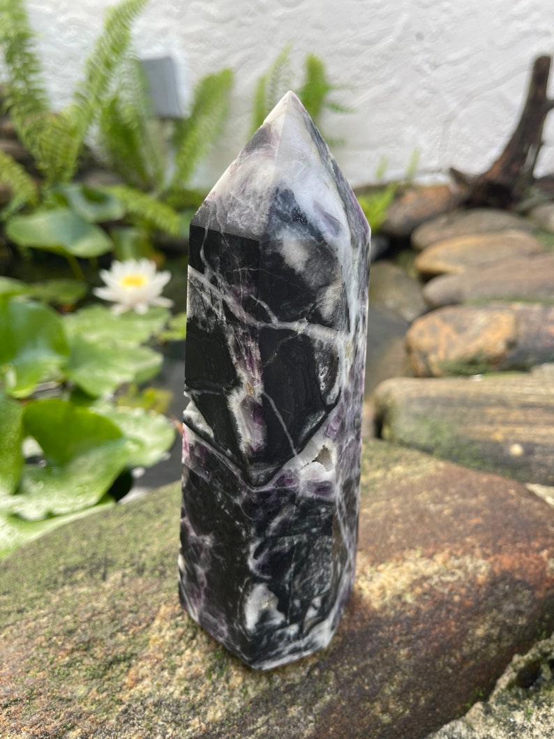 Large Purple Fluorite Quartz Tower, Crystal Magic