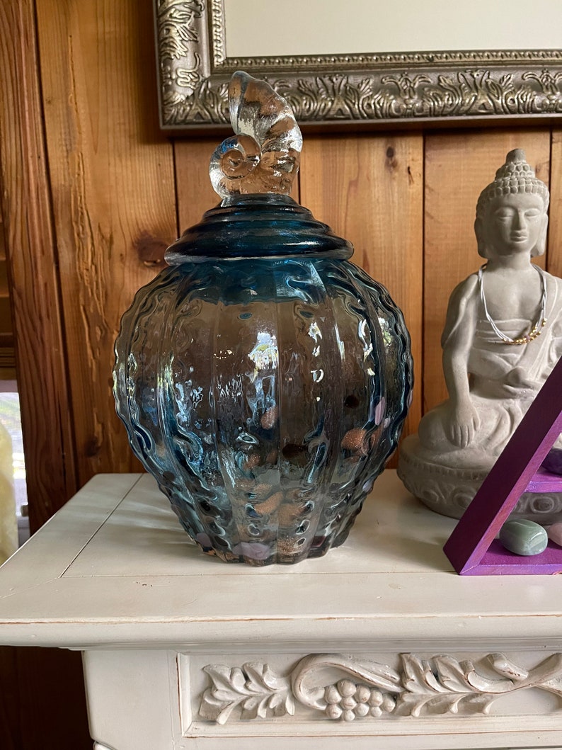 Awesome Large Glass Jar with Almost Hag Stones and Shells, Home Decor