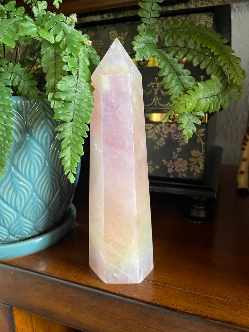 Angel Aura Love Energy Rose Aura Quartz Tower, Crystal Magic