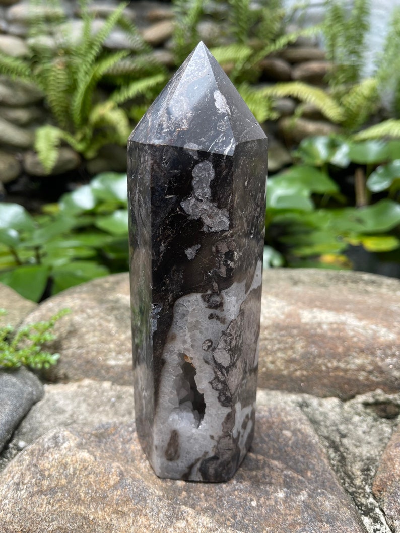 Spectacular Druzy White Sphalerite Tower, Druzy Window in Stone, Crystal Magic