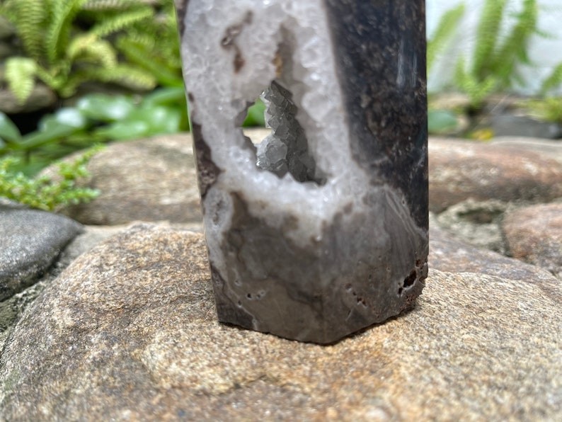 Spectacular Druzy White Sphalerite Tower, Druzy Window in Stone, Crystal Magic