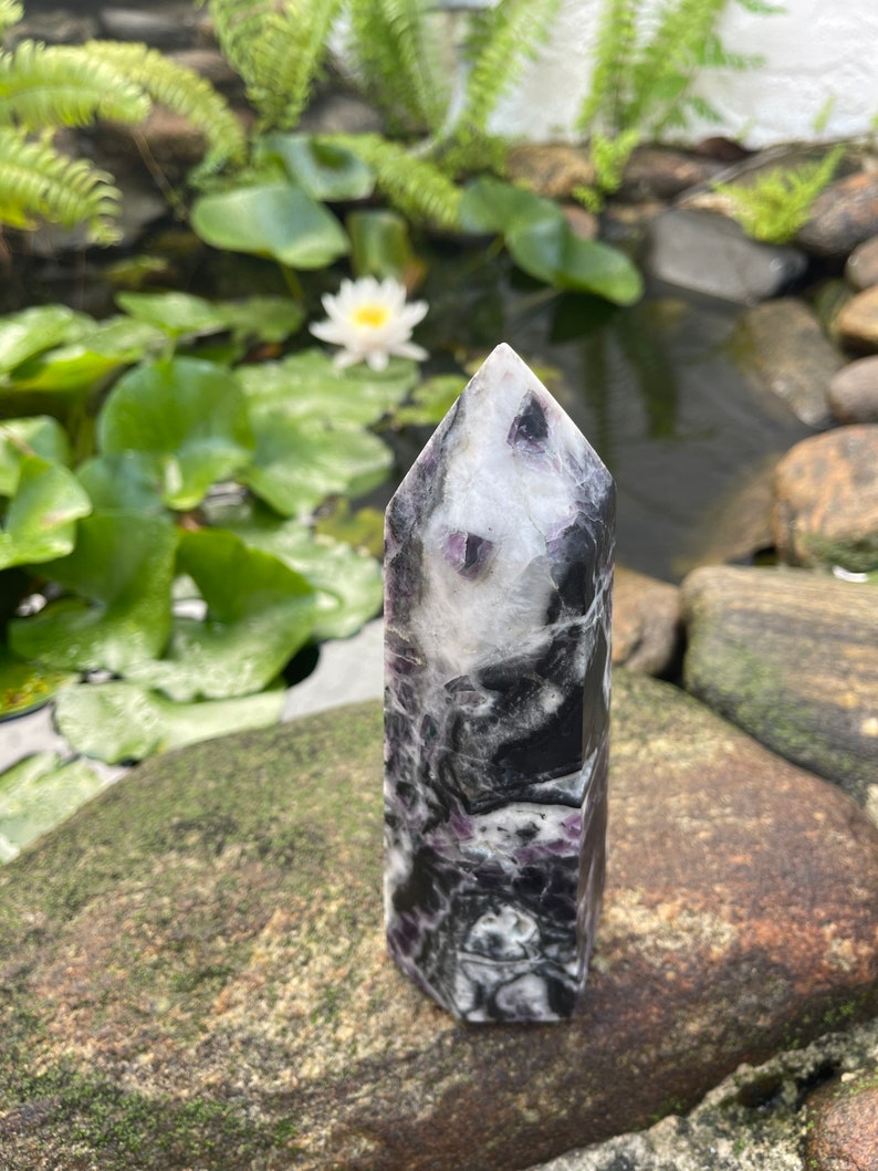 Large Purple Fluorite Quartz Tower, Crystal Magic