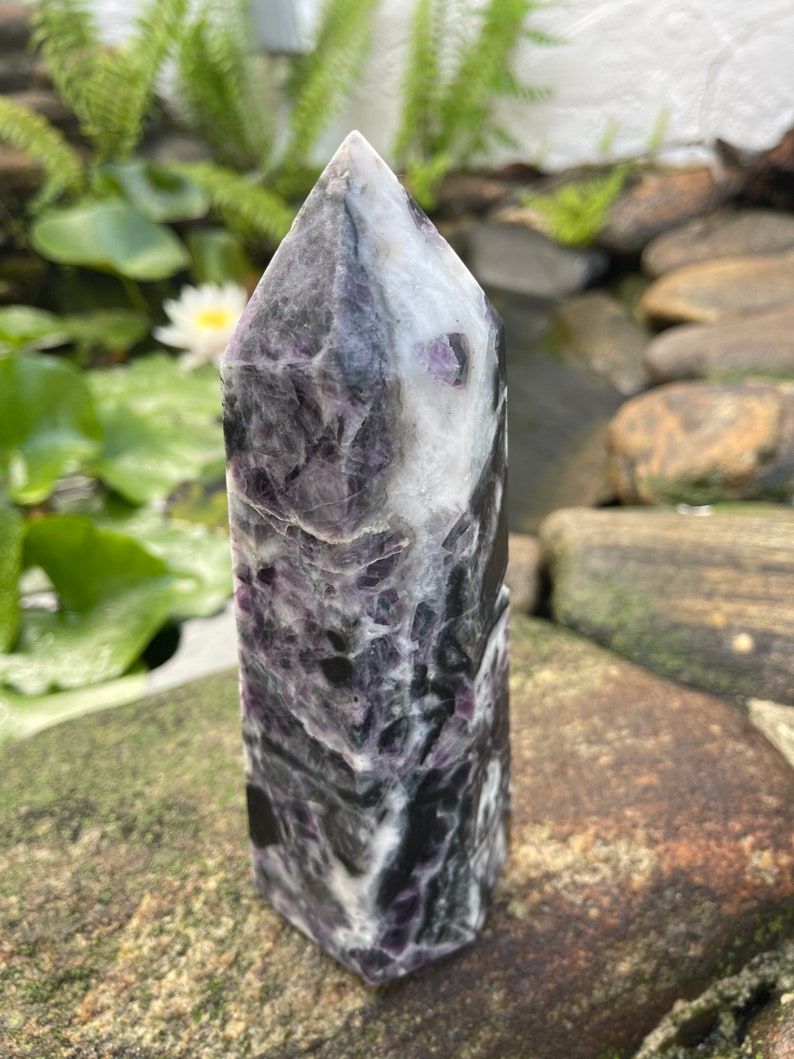Large Purple Fluorite Quartz Tower, Crystal Magic