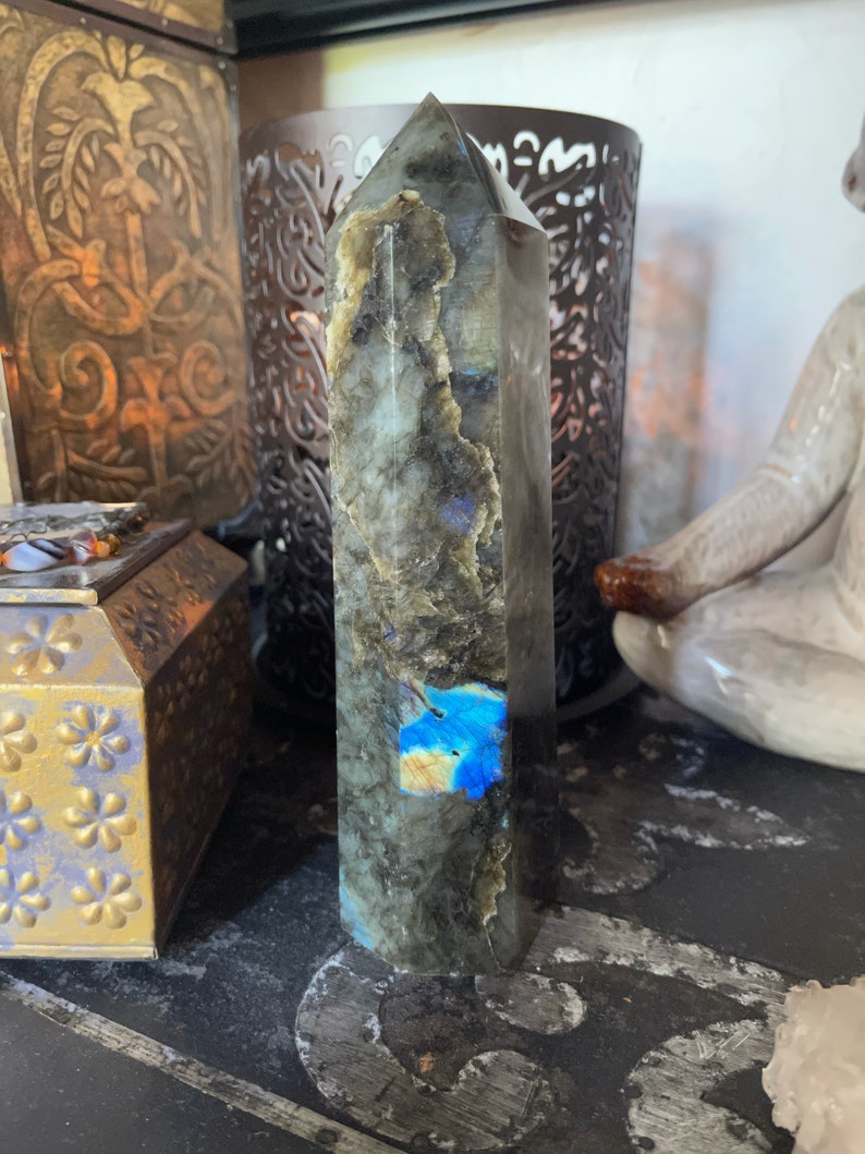 Gorgeous Flash Tall Labradorite Tower, Crystal Magic