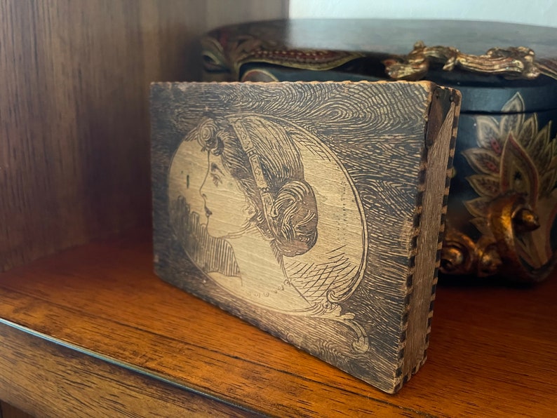 Vintage Art Nouveau Box with Santo Palo Sticks, Old World Vintage, Gift Sets