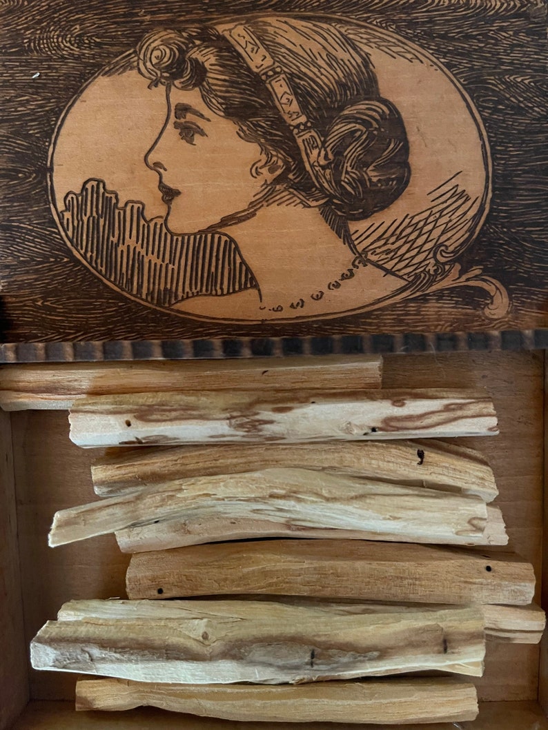 Vintage Art Nouveau Box with Santo Palo Sticks, Old World Vintage, Gift Sets