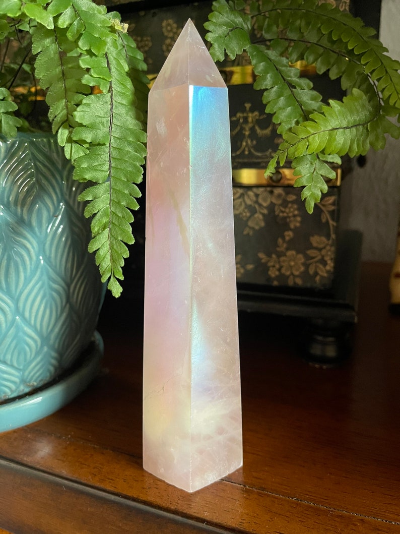 Angel Aura Love Energy Rose Aura Quartz Tower, Crystal Magic