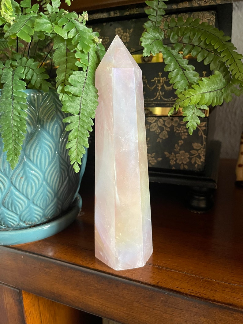 Angel Aura Love Energy Rose Aura Quartz Tower, Crystal Magic