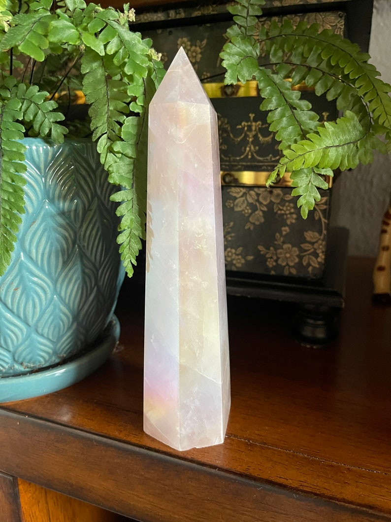 Angel Aura Love Energy Rose Aura Quartz Tower, Crystal Magic
