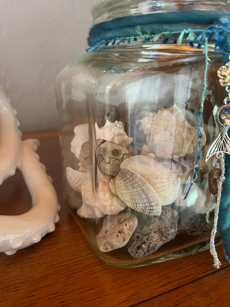 Treasures From The Sea, Vintage Glass Canister, Home Decor