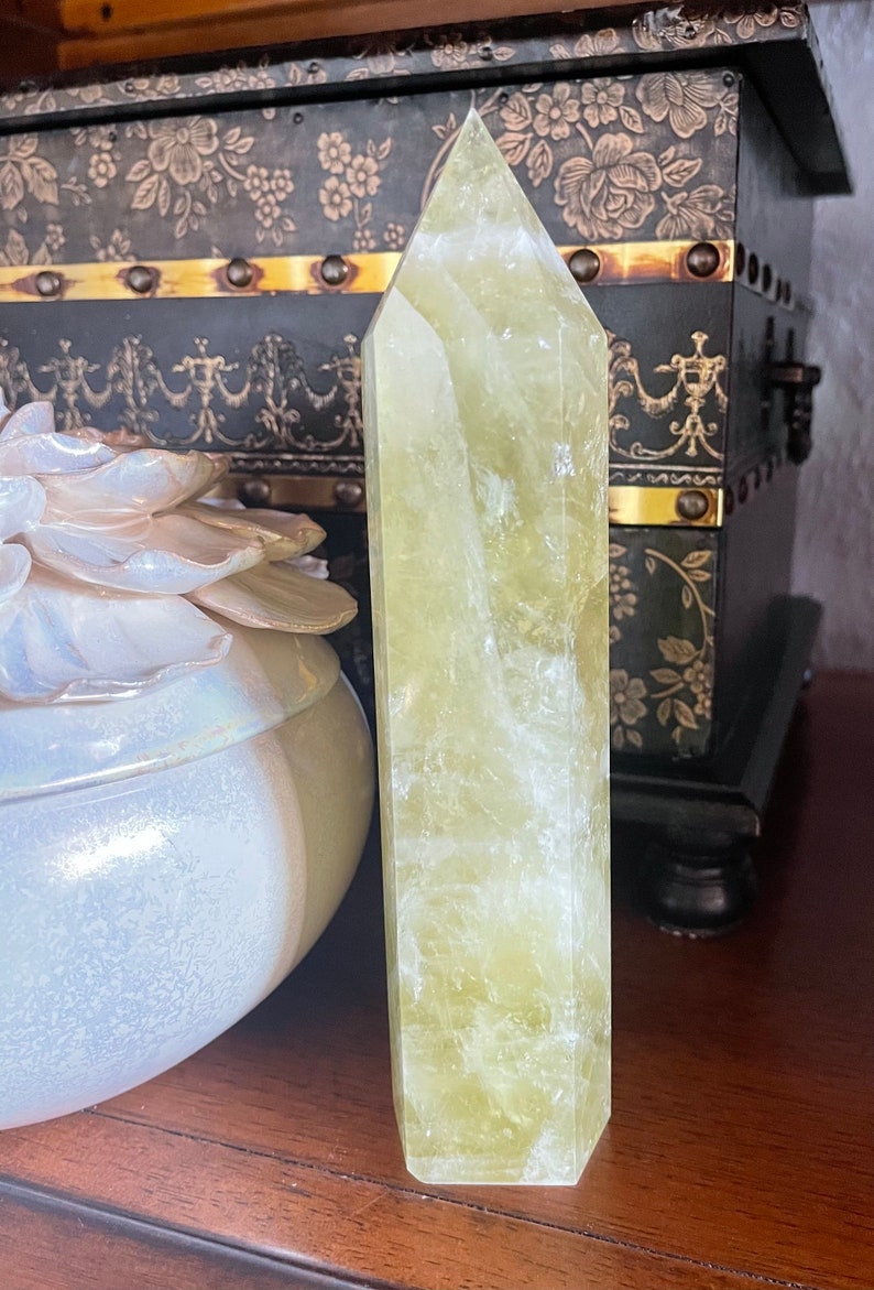 Tall Rainbow Citrine Tower, Rainbow Citrine from Brazil, Crystal Magic