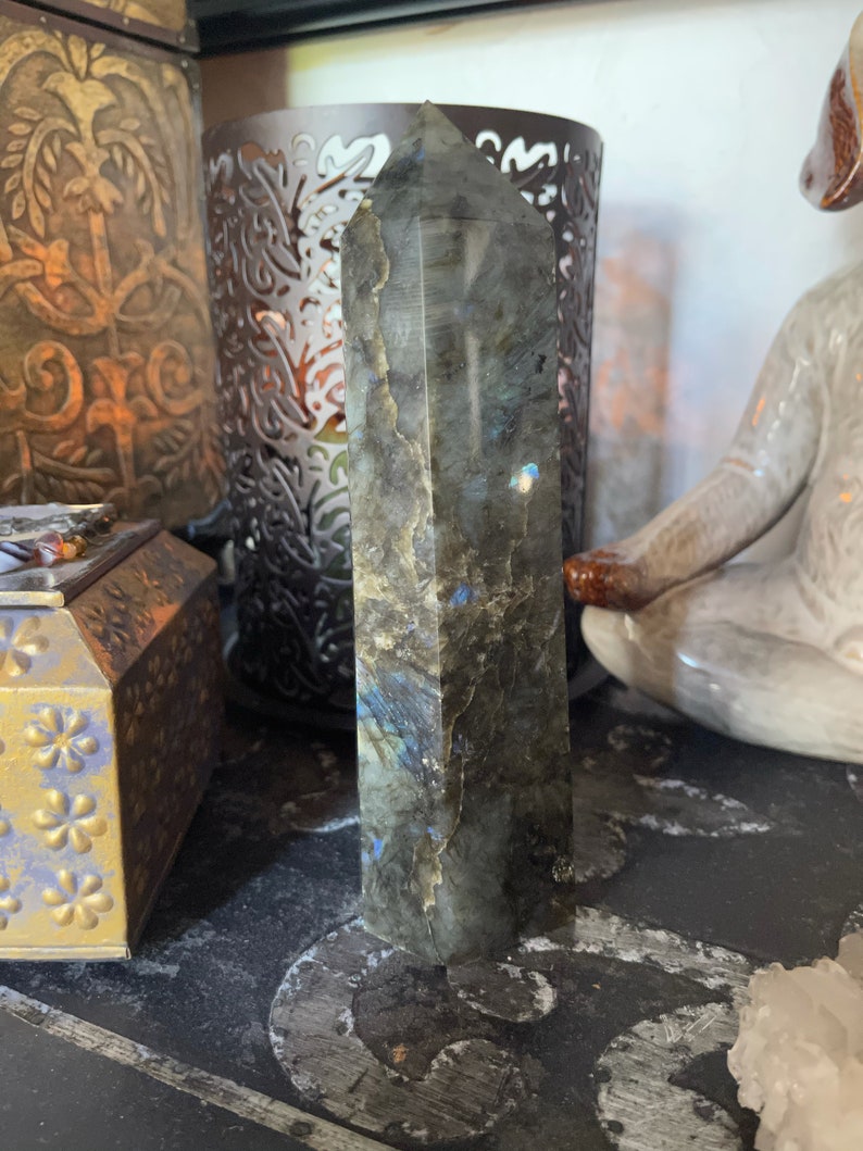 Gorgeous Flash Tall Labradorite Tower, Crystal Magic