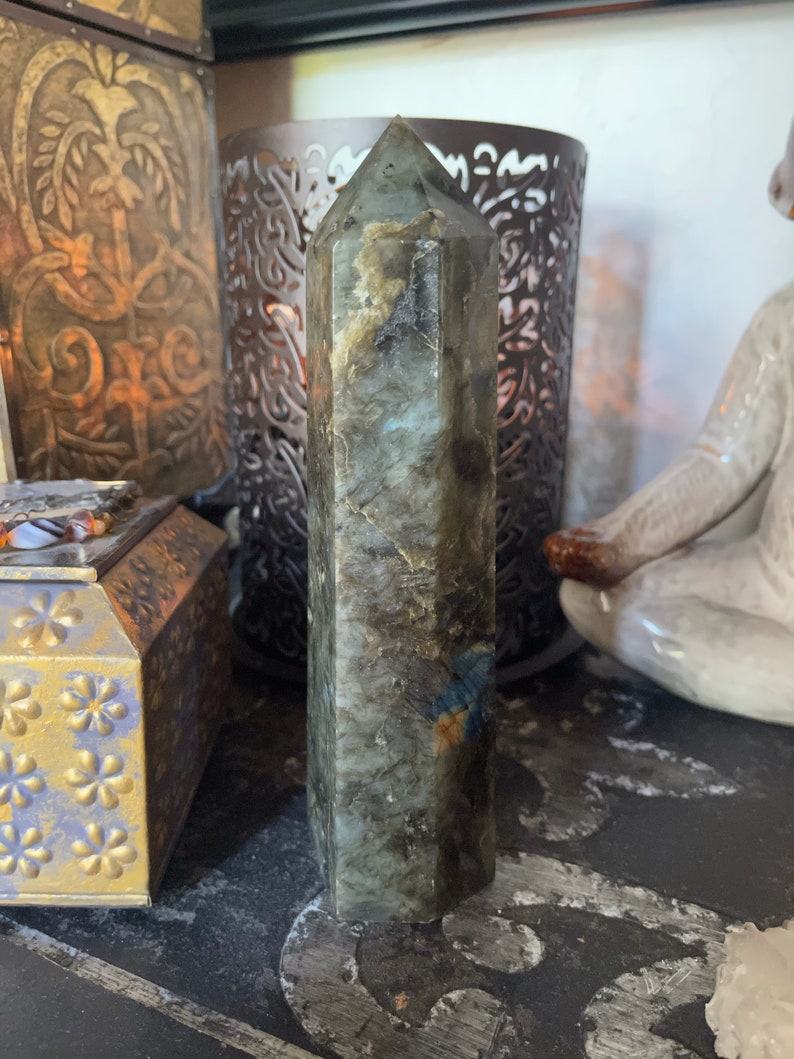 Gorgeous Flash Tall Labradorite Tower, Crystal Magic