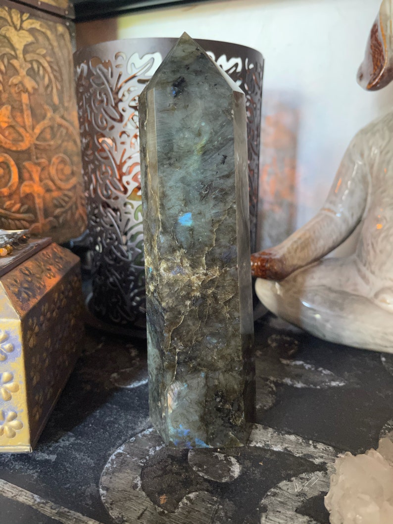Gorgeous Flash Tall Labradorite Tower, Crystal Magic