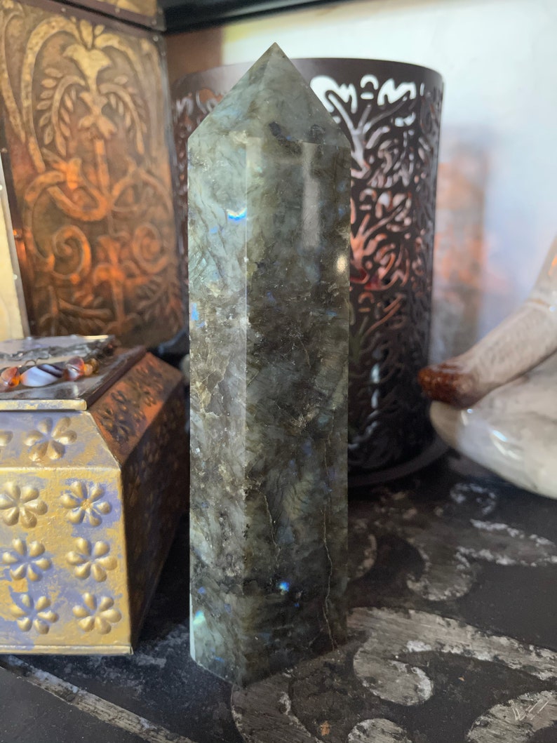 Gorgeous Flash Tall Labradorite Tower, Crystal Magic