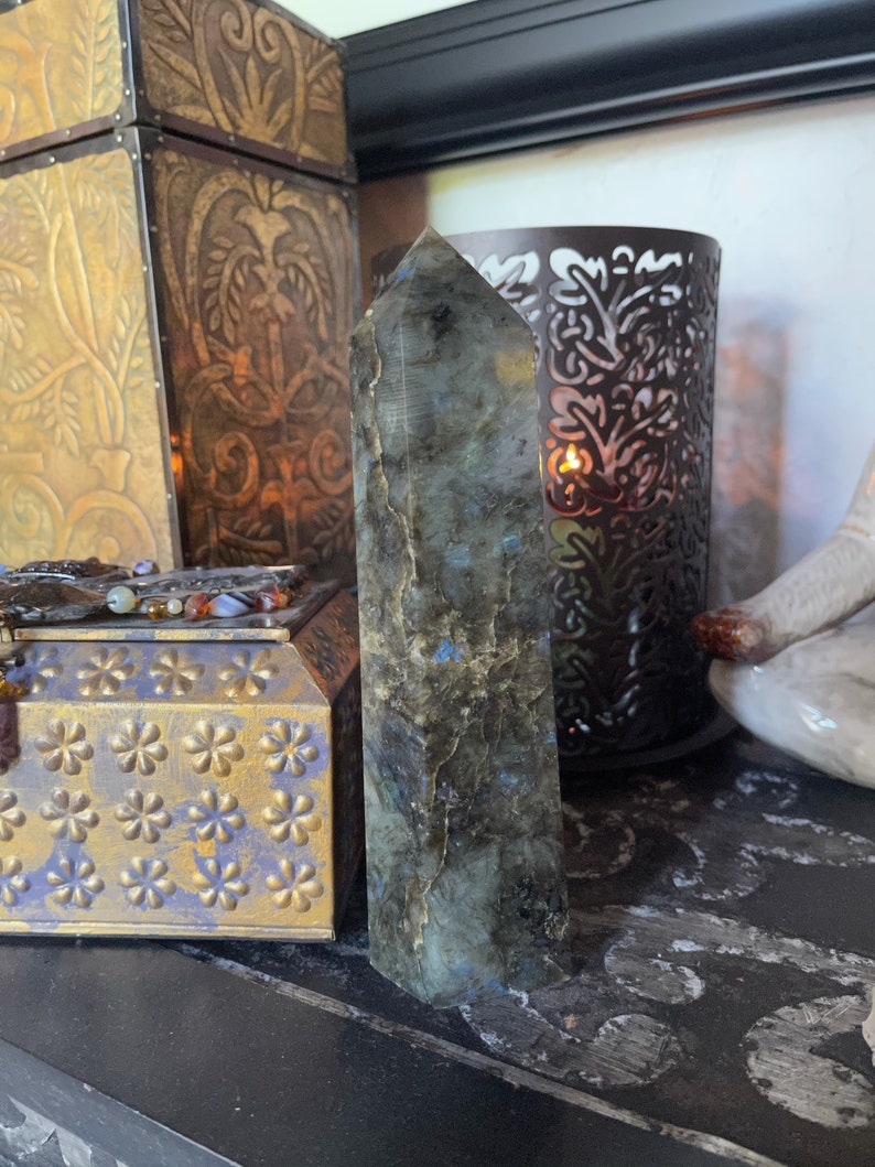 Gorgeous Flash Tall Labradorite Tower, Crystal Magic