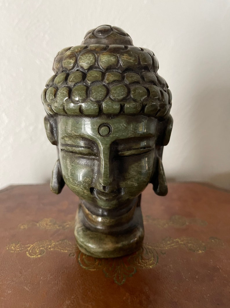 Fantastic Vintage Carved Jade Buddha Head, Crystal Magic