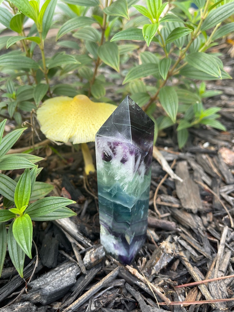 Natural Heart Shape Rainbow Fluorite Tower, High Quality, Crystal Magic