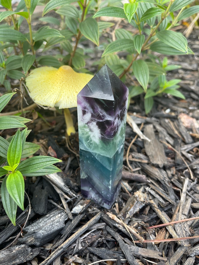 Natural Heart Shape Rainbow Fluorite Tower, High Quality, Crystal Magic
