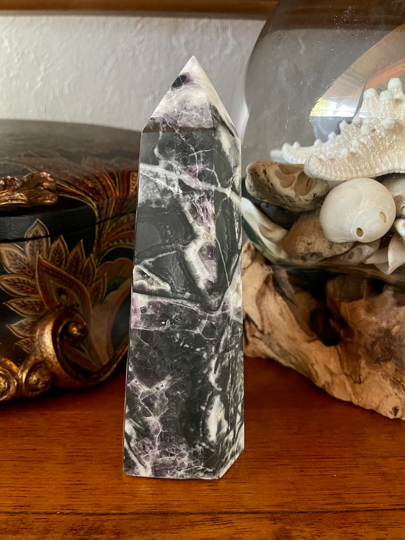 Large Purple Fluorite Quartz Tower, Crystal Magic