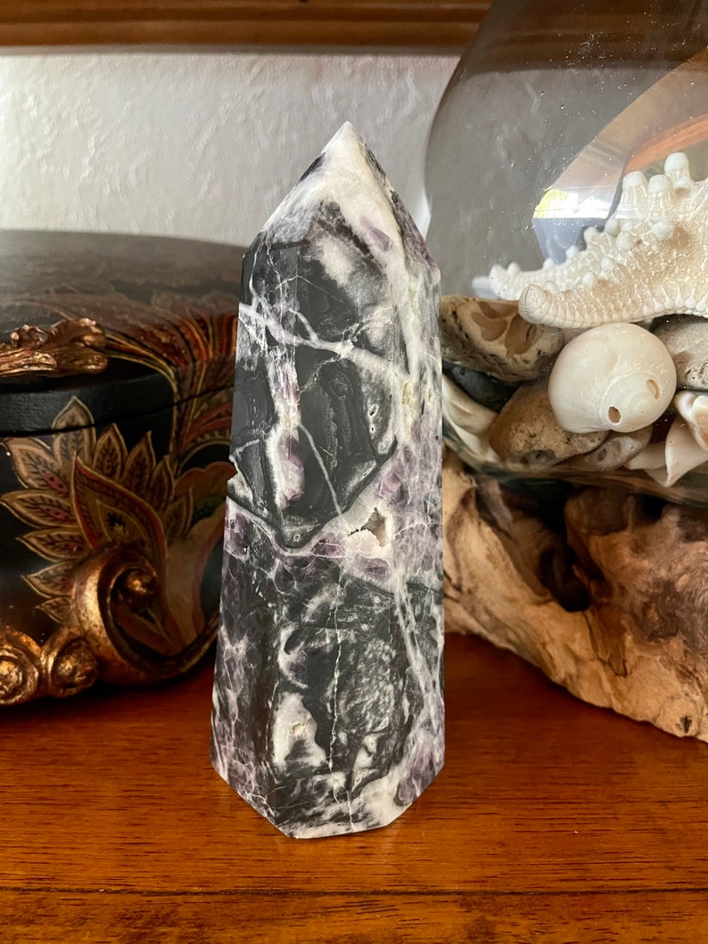 Large Purple Fluorite Quartz Tower, Crystal Magic