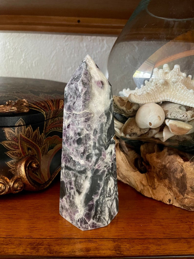 Large Purple Fluorite Quartz Tower, Crystal Magic