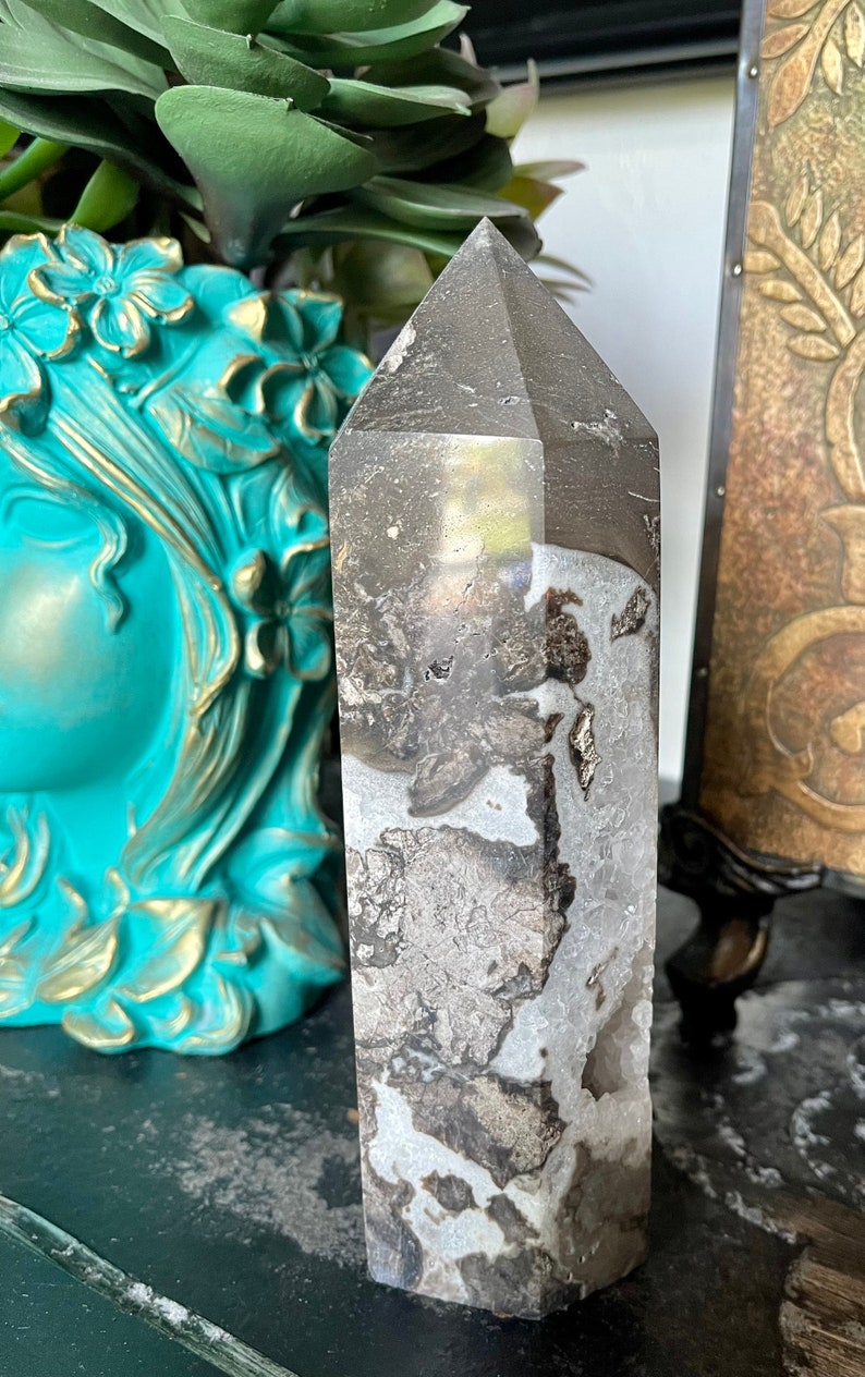 Spectacular Druzy White Sphalerite Tower, Crystal Magic