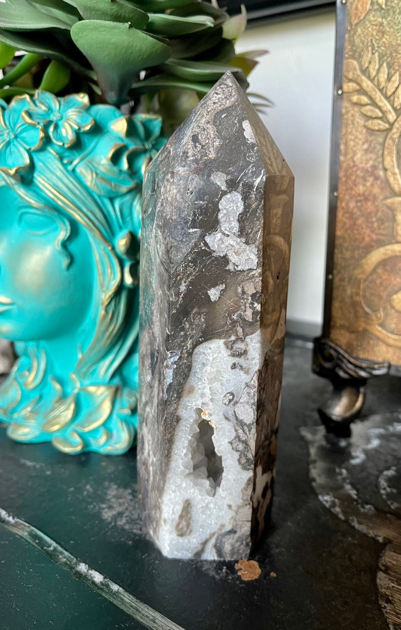 Spectacular Druzy White Sphalerite Tower, Crystal Magic