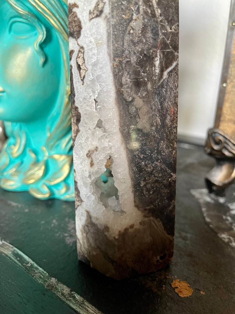 Spectacular Druzy White Sphalerite Tower, Crystal Magic