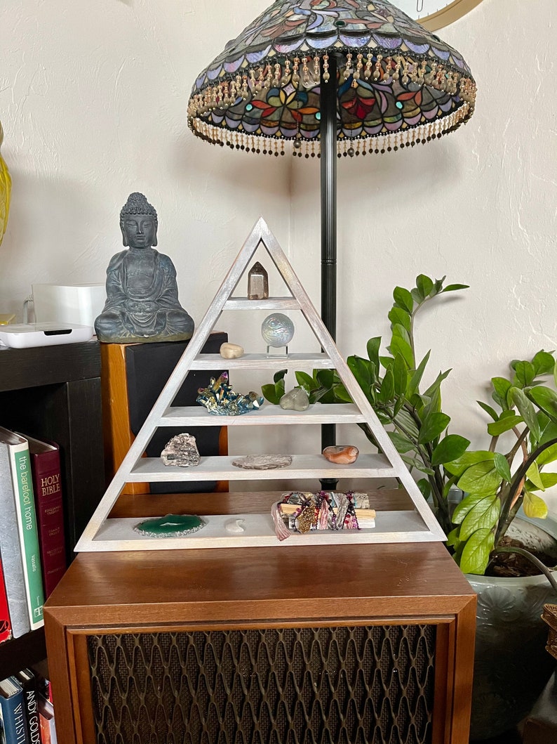 New Year Meditation Set, Crystal Display, Triangle Shelf