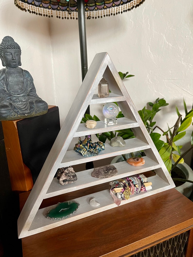 New Year Meditation Set, Crystal Display, Triangle Shelf