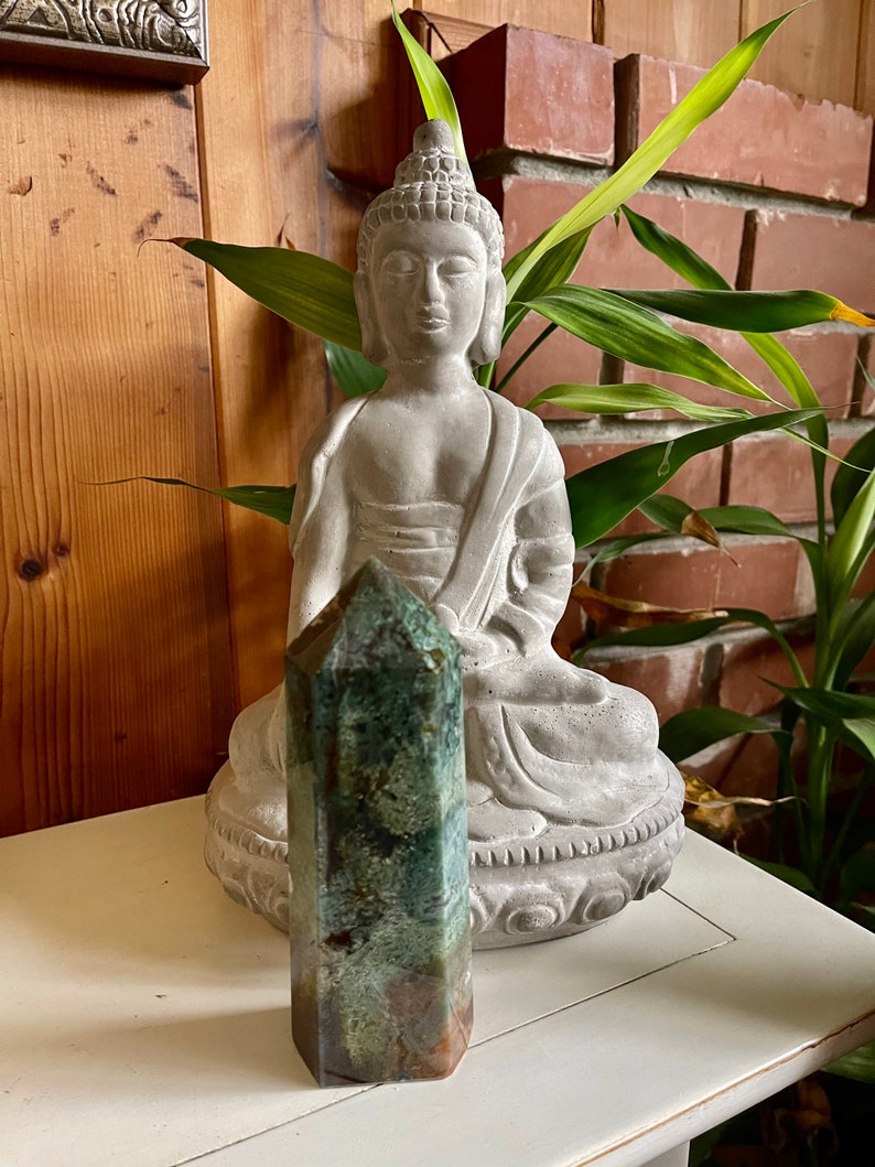 Beautiful Colors Moss Agate Tower, Natural Moss Agate, Crystal Magic