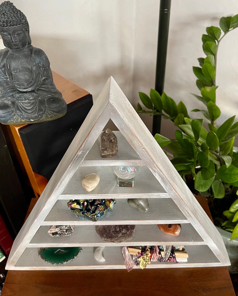New Year Meditation Set, Crystal Display, Triangle Shelf
