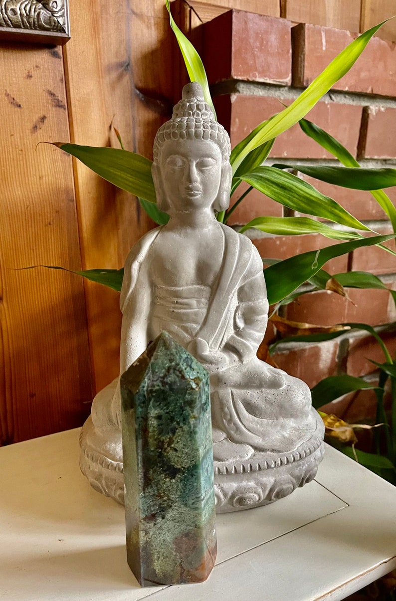 Beautiful Colors Moss Agate Tower, Natural Moss Agate, Crystal Magic