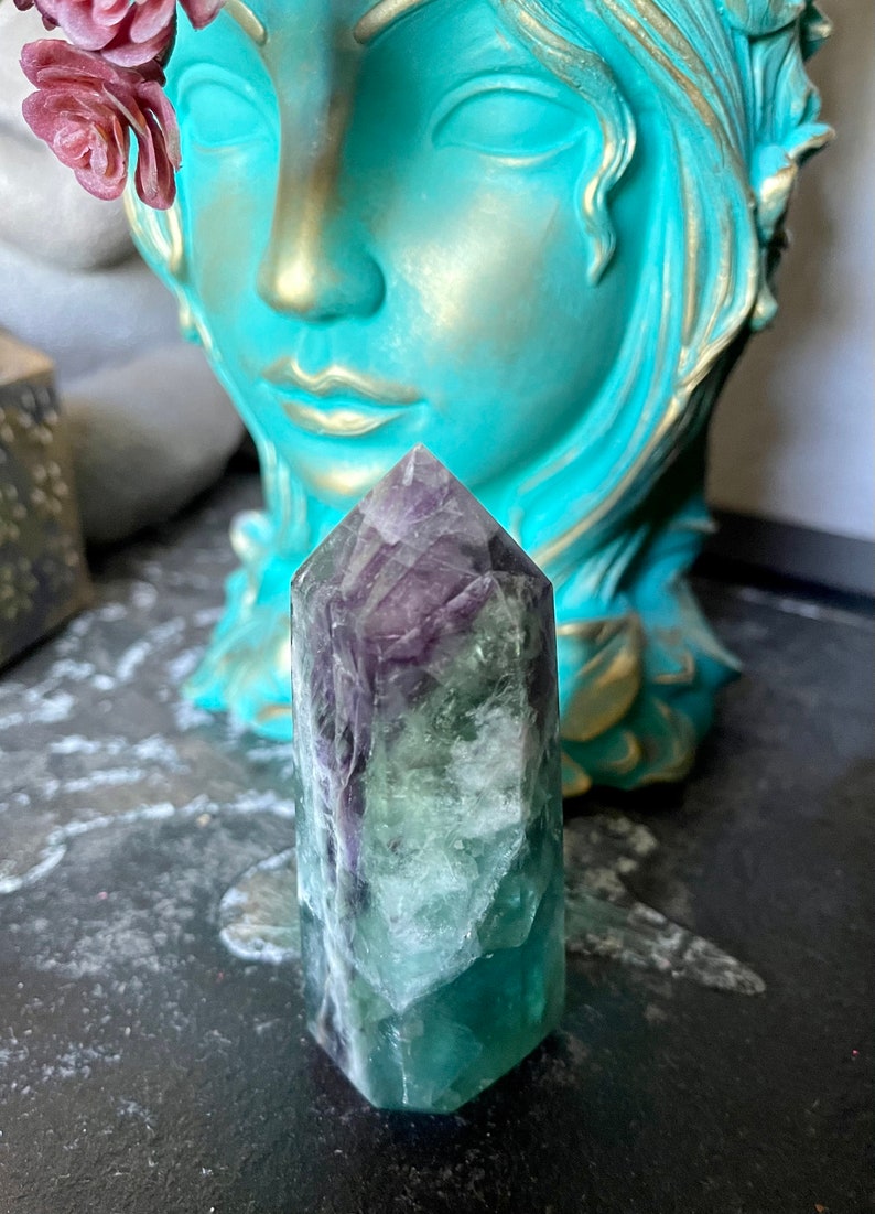 Sweet Little Rainbow Fluorite Tower, Crystal Magic