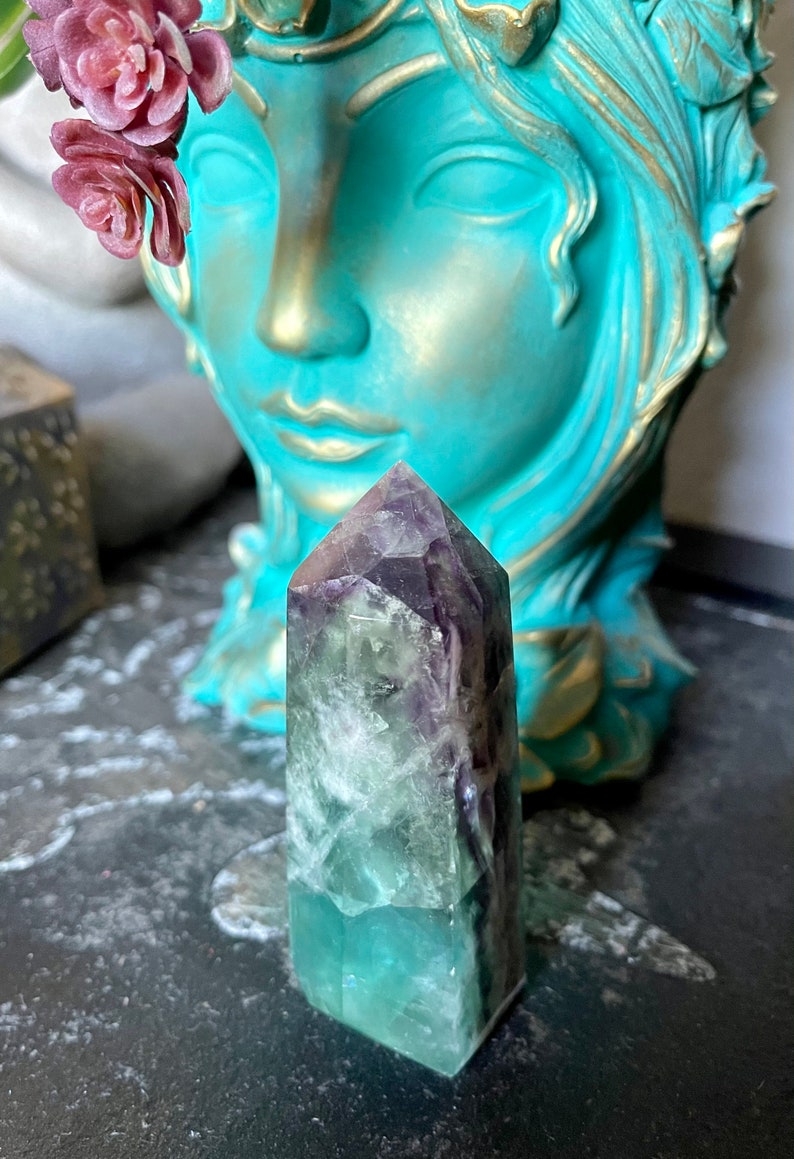 Sweet Little Rainbow Fluorite Tower, Crystal Magic
