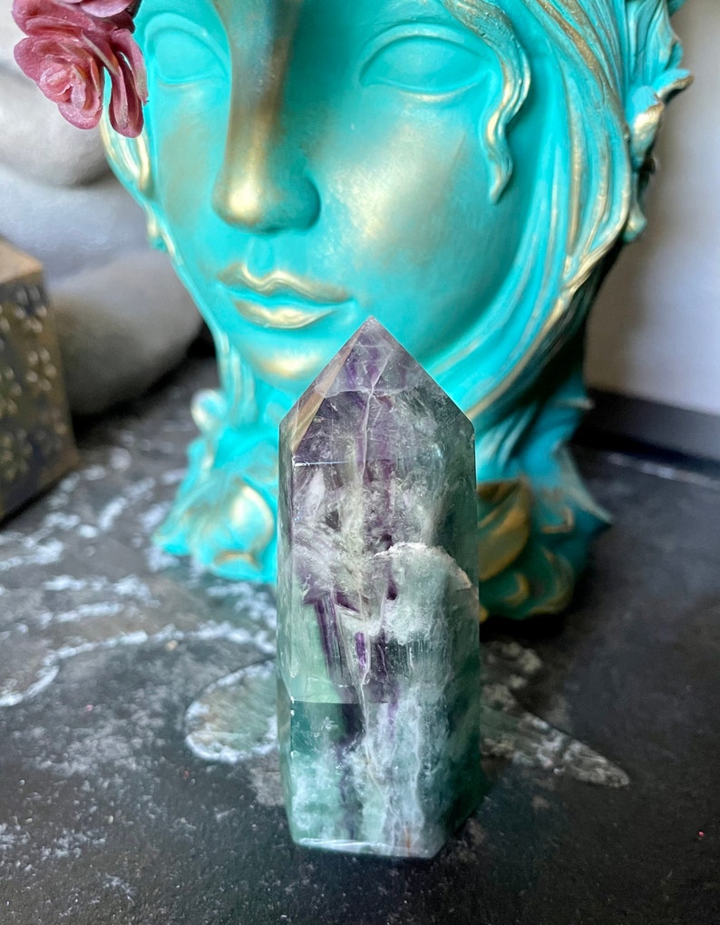 Sweet Little Rainbow Fluorite Tower, Crystal Magic
