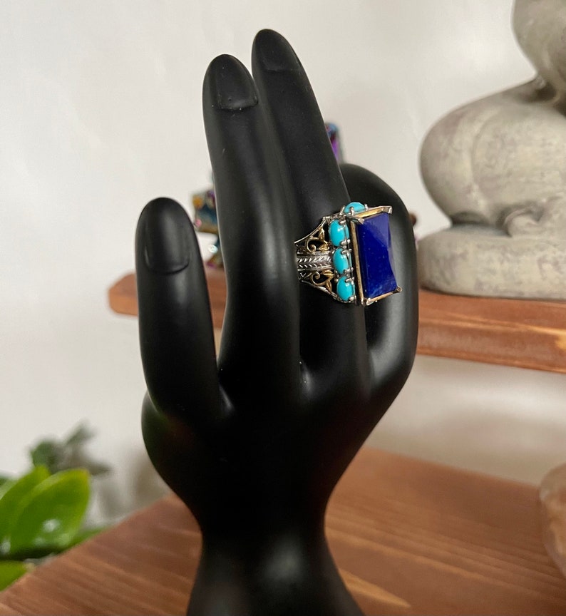 Vintage Chic Goddess Vibes, Lapis Lazuli Dome Ring, Bodhi Jewelry